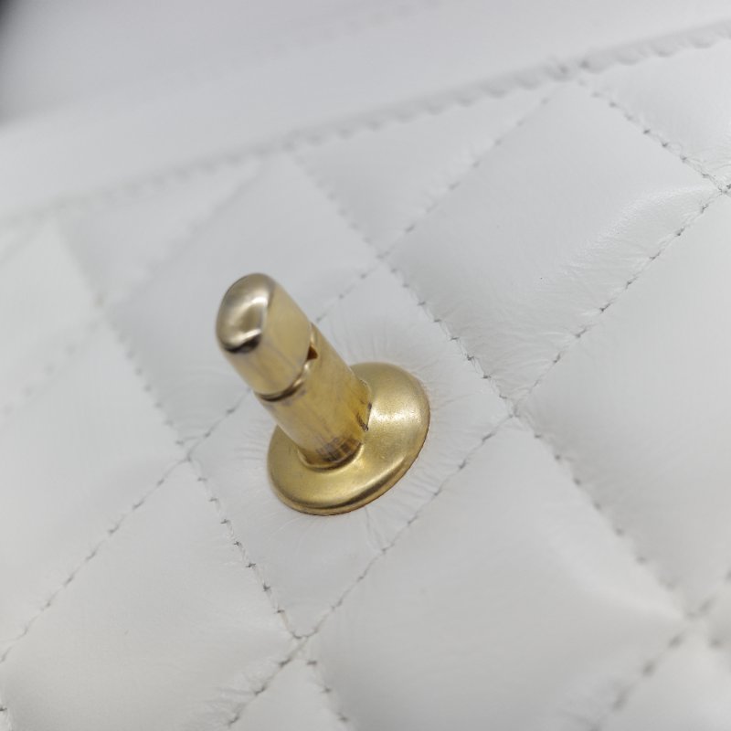 (春夏必備♥️)Chanel 香奈兒 白色菱格紋 牛皮 Handle 鏤空手柄 彩色皮穿鏈 WOC 鏈條錢包 斜挎包 手拿包 (卡位+手機位)-25