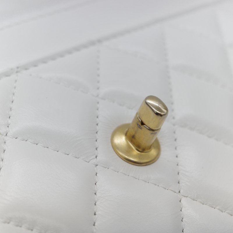 (春夏必備♥️)Chanel 香奈兒 白色菱格紋 牛皮 Handle 鏤空手柄 彩色皮穿鏈 WOC 鏈條錢包 斜挎包 手拿包 (卡位+手機位)-26