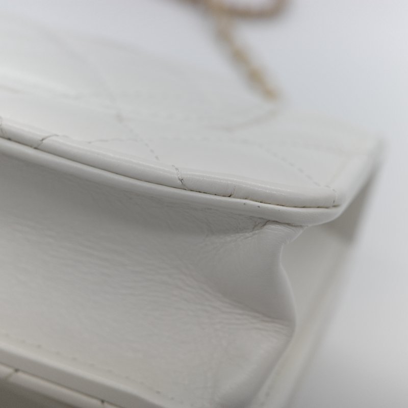 (春夏必備♥️)Chanel 香奈兒 白色菱格紋 牛皮 Handle 鏤空手柄 彩色皮穿鏈 WOC 鏈條錢包 斜挎包 手拿包 (卡位+手機位)-34