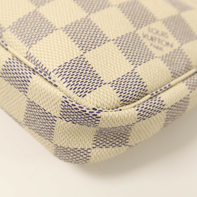LOUIS VUITTON Damier Azur Pochette Accessories金扣手挽袋-10