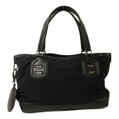 GUCCI 尼龍/牛皮皮革Tote Bag銀扣手挽袋