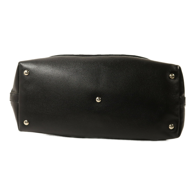 GUCCI 尼龍/牛皮皮革Tote Bag銀扣手挽袋-3