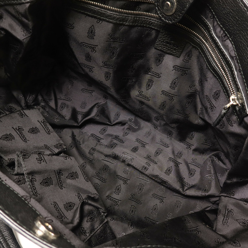GUCCI 尼龍/牛皮皮革Tote Bag銀扣手挽袋-4