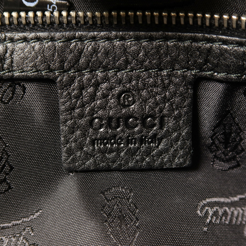 GUCCI 尼龍/牛皮皮革Tote Bag銀扣手挽袋-5