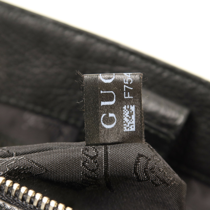 GUCCI 尼龍/牛皮皮革Tote Bag銀扣手挽袋-7