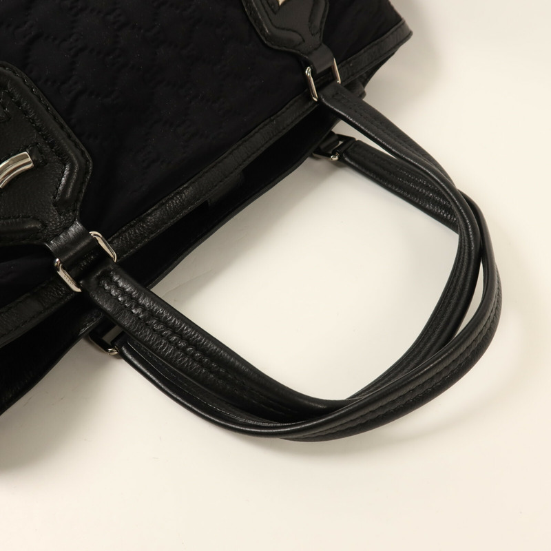GUCCI 尼龍/牛皮皮革Tote Bag銀扣手挽袋-8