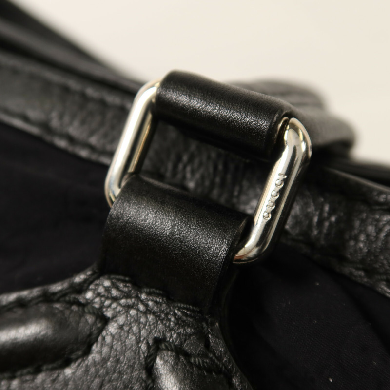 GUCCI 尼龍/牛皮皮革Tote Bag銀扣手挽袋-9
