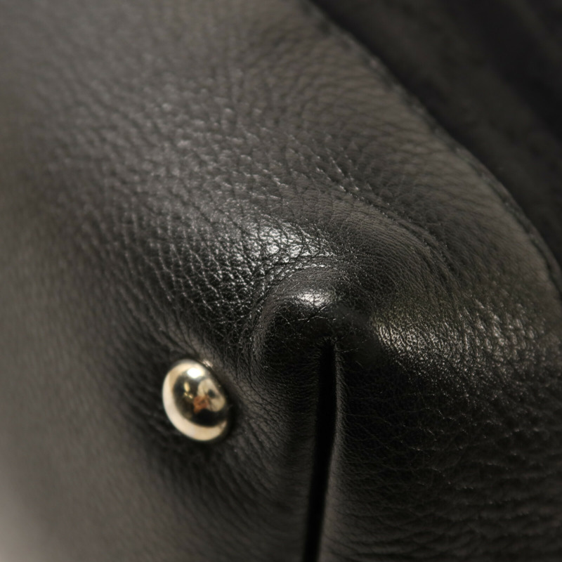 GUCCI 尼龍/牛皮皮革Tote Bag銀扣手挽袋-11