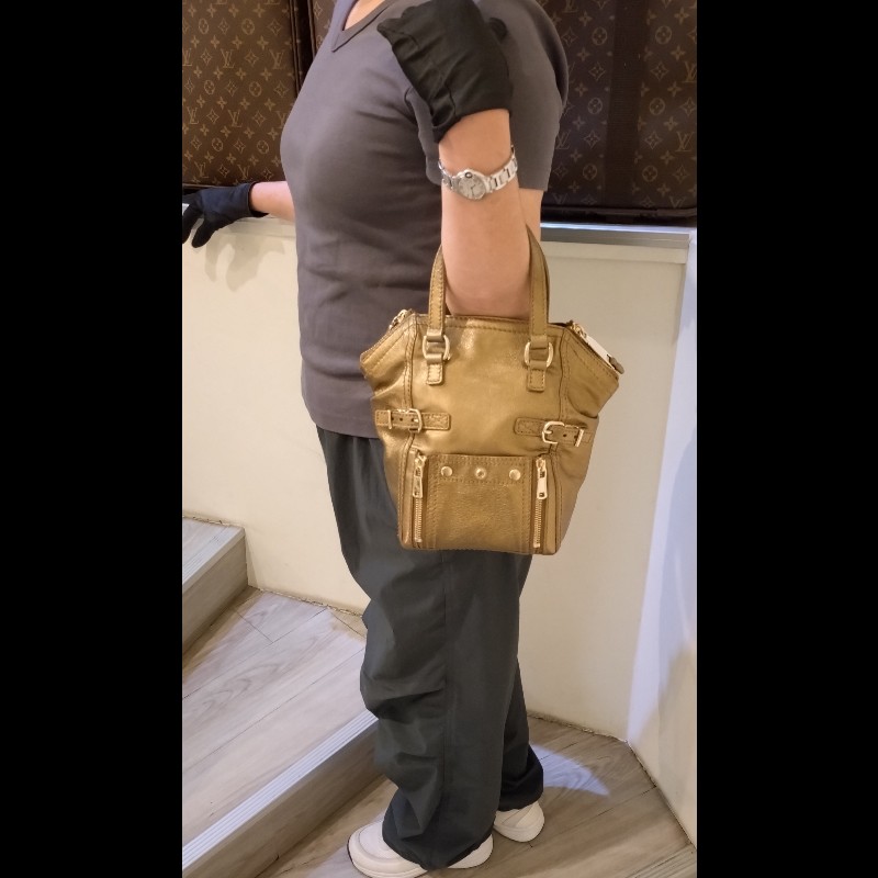 YSL 古銅金皮革小號城市提包 downtown-3