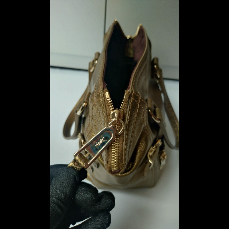 YSL 古銅金皮革小號城市提包 downtown-17