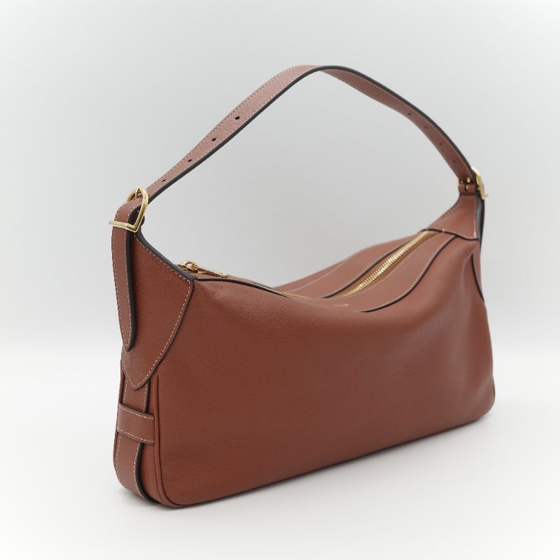 Celine 思琳 Romy 中型 焦糖色 棕色 Hobo 牛皮 單肩包 腋下包-3