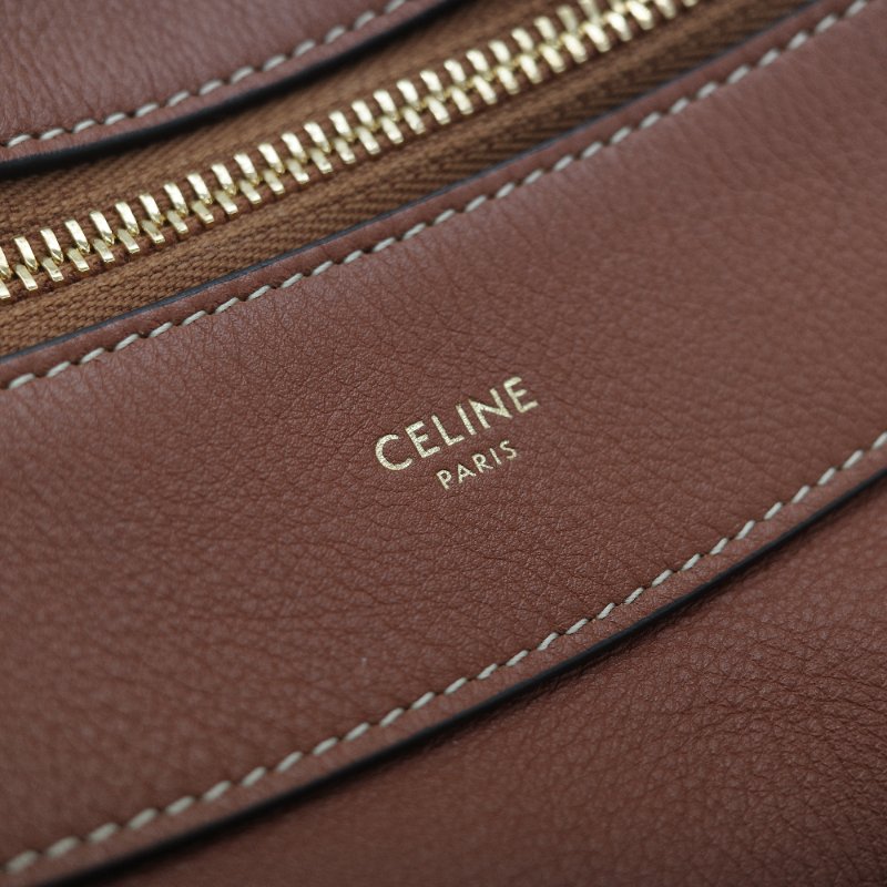 Celine 思琳 Romy 中型 焦糖色 棕色 Hobo 牛皮 單肩包 腋下包-8