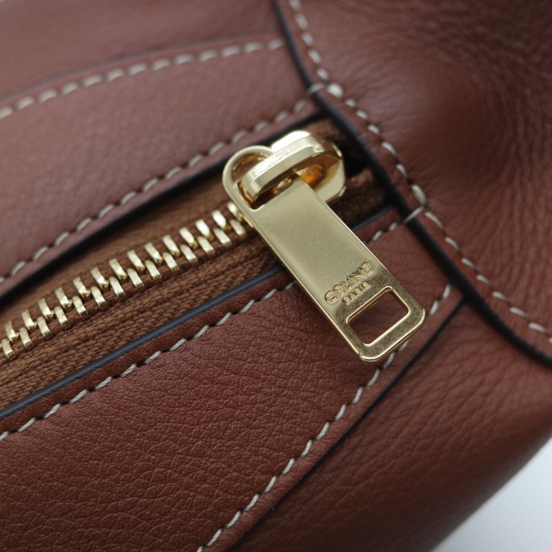 Celine 思琳 Romy 中型 焦糖色 棕色 Hobo 牛皮 單肩包 腋下包-15