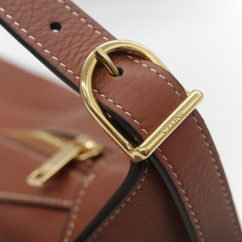 Celine 思琳 Romy 中型 焦糖色 棕色 Hobo 牛皮 單肩包 腋下包-16