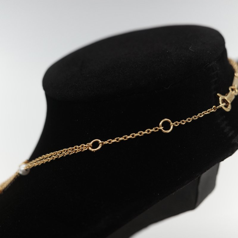 (大全配♥️超級新)Celine 思琳 凱旋門 珍珠 金色銅金 雙層鏈條 項鏈-6