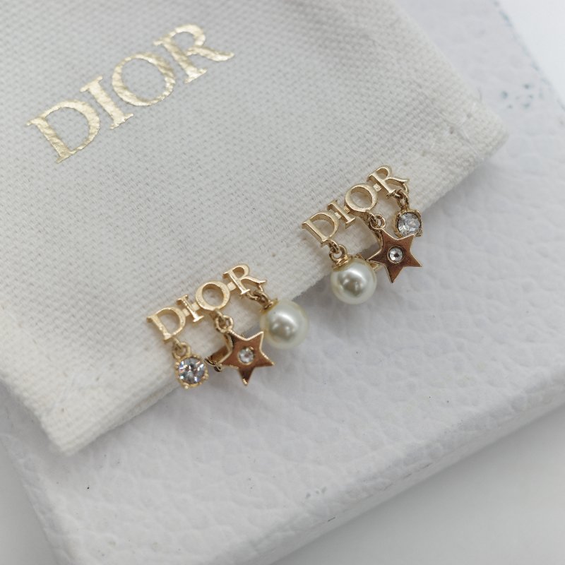 Dior 迪奧 Dio(r)evolution 金屬鑲嵌 白色珍珠 水鑽夾式 耳環-3