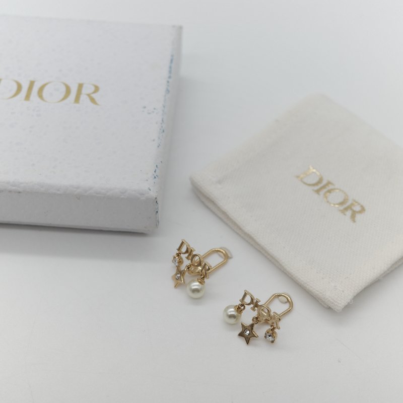 Dior 迪奧 Dio(r)evolution 金屬鑲嵌 白色珍珠 水鑽夾式 耳環-4