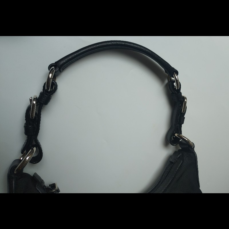 Prada 黑帆布水鑽愛心腋下包-22