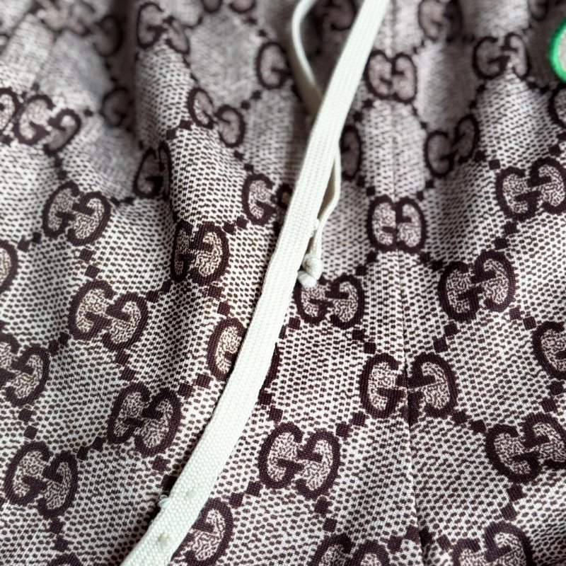 專櫃新款 ::GUCCI:: GG Supreme Print Jogging Pant 烏木色滿版雙G 經典紅藍綠邊 抽繩縮口長褲-5