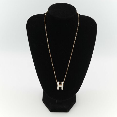 Hermès 愛馬仕 Pop H 白琺瑯 玫瑰金 金屬吊墜項鍊