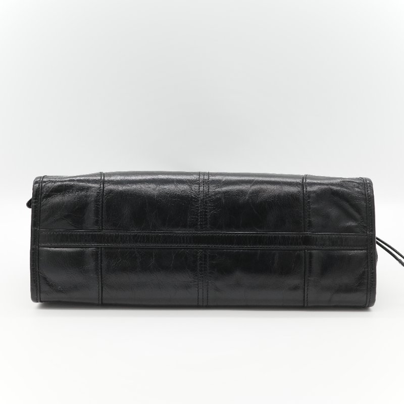 (25 年秋冬新款♥️閒置品)Prada 普拉達 Bonnie 中號 黑色皺褶 漆皮牛皮 托特包|專櫃 16 萬-7