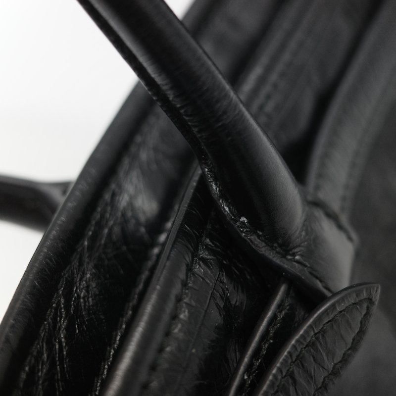 (25 年秋冬新款♥️閒置品)Prada 普拉達 Bonnie 中號 黑色皺褶 漆皮牛皮 托特包|專櫃 16 萬-12