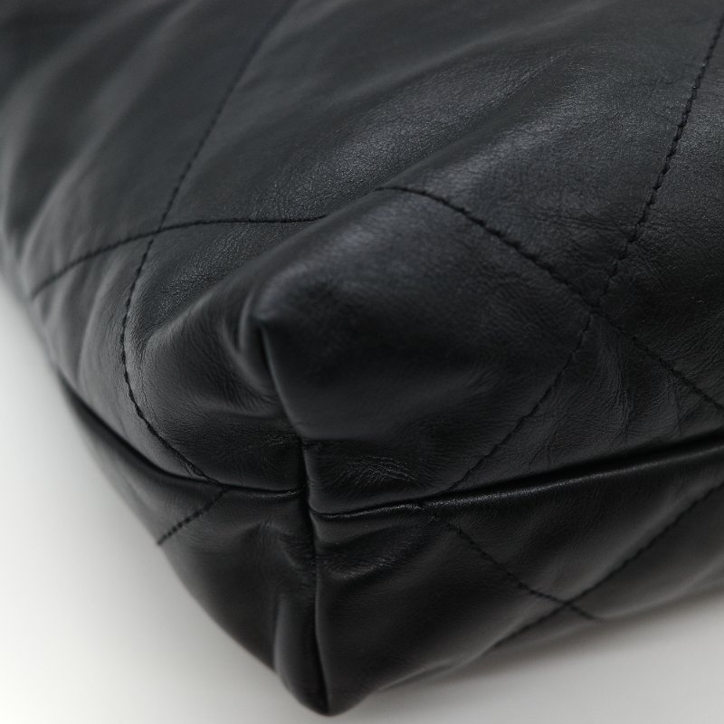 Chanel 香奈兒 22 Bag 小型 黑色亮面小牛皮 銀色金屬 手提包 單肩包-26