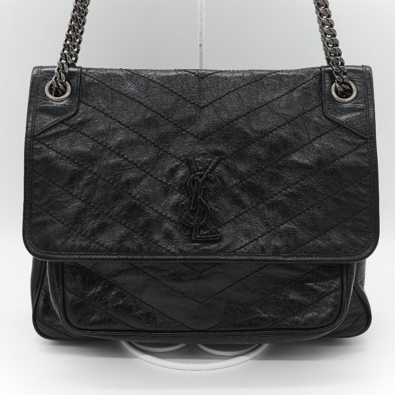 Saint Laurent 聖羅蘭 Niki 中型 黑色牛皮 錆色金屬 鍊條包 單肩包 斜挎包-1