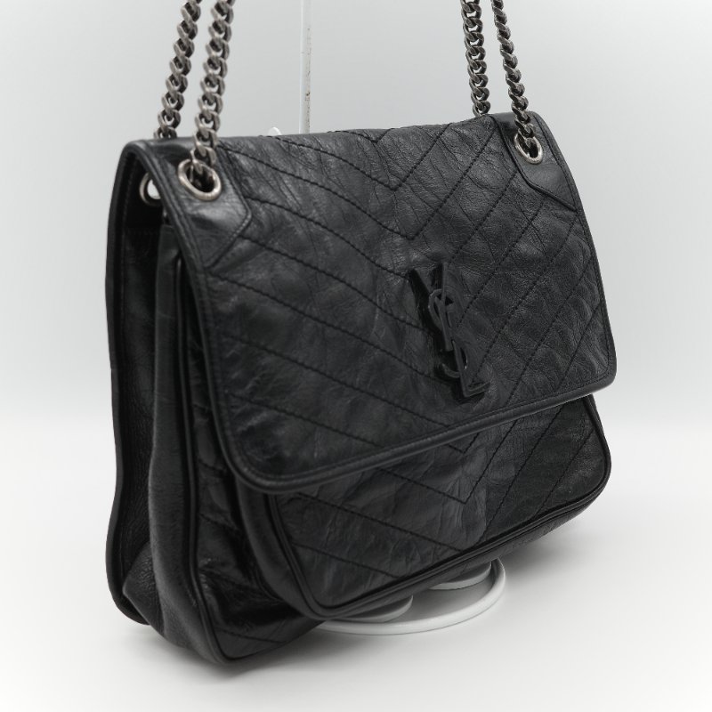 Saint Laurent 聖羅蘭 Niki 中型 黑色牛皮 錆色金屬 鍊條包 單肩包 斜挎包-3