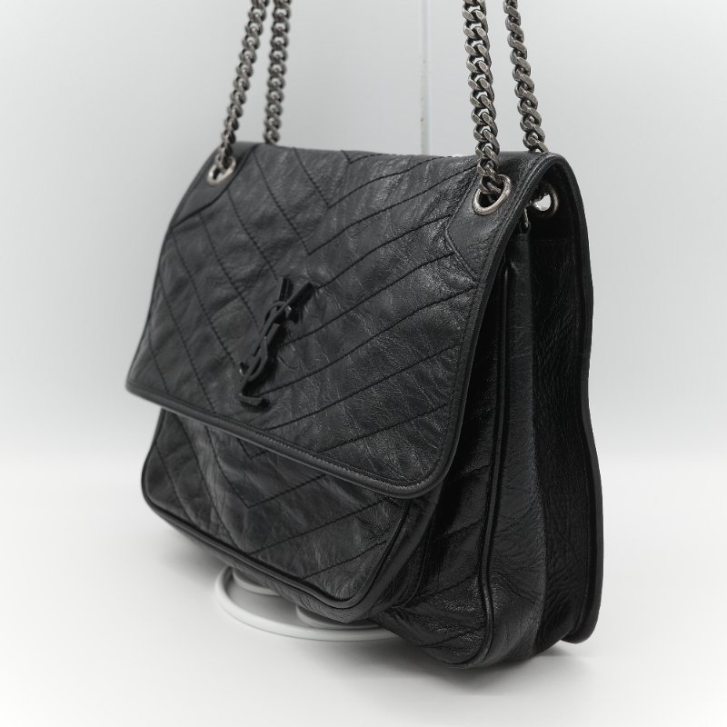 Saint Laurent 聖羅蘭 Niki 中型 黑色牛皮 錆色金屬 鍊條包 單肩包 斜挎包-4