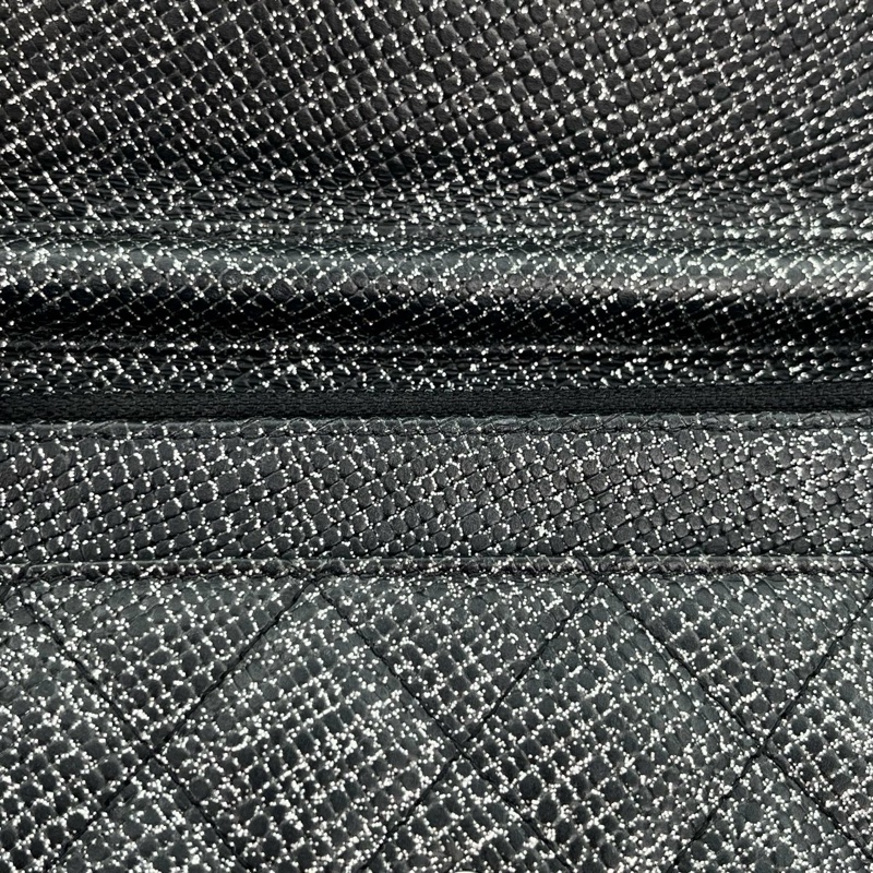 「JL精品代購」香奈兒黑銀閃粉魚子醬牛皮woc鏈條信封包-16