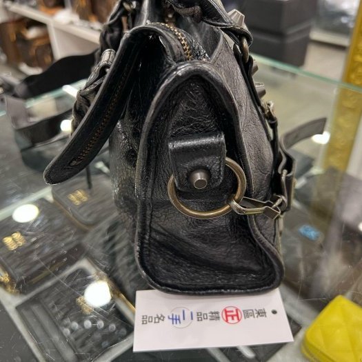 東區正精品㊣BALENCIAGA Mini City 300295 黑色羊皮小釦斜背包機車包 RA1859-8