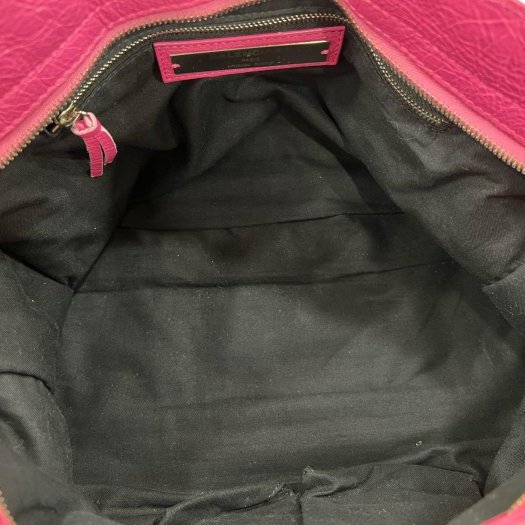 東區正精品㊣BALENCIAGA 505550 5619 CITY 巴黎世家桃紅色銀釦機車包肩背包手提包 RZ6314-1