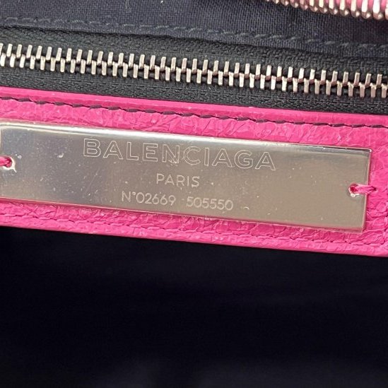 東區正精品㊣BALENCIAGA 505550 5619 CITY 巴黎世家桃紅色銀釦機車包肩背包手提包 RZ6314-12