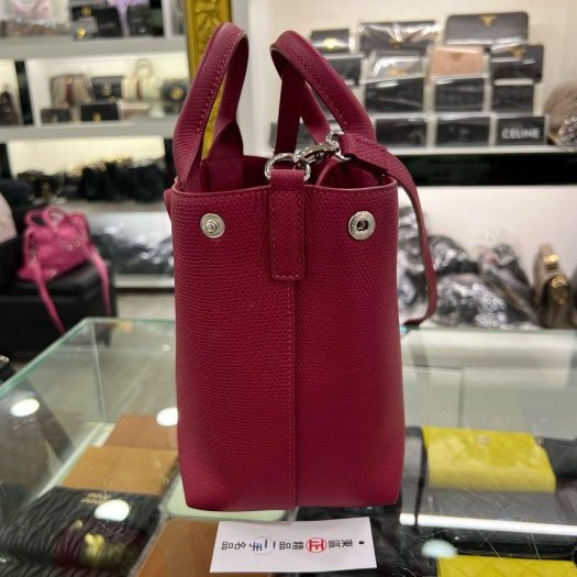 東區正精品㊣LONGCHAMP Le Roseau 桃紅色牛皮金屬竹節扣手提包斜背包兩用包小款10273 HFP RZ6315-1