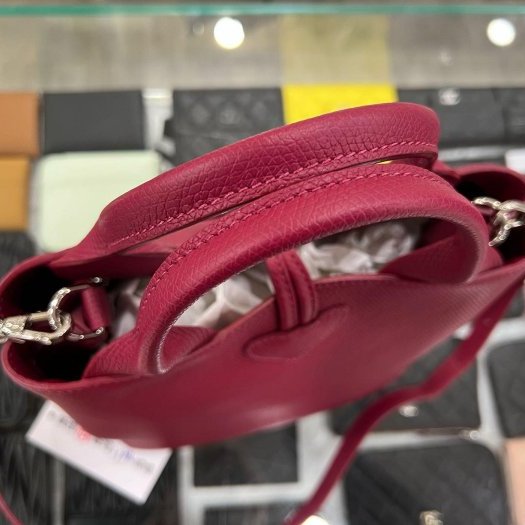 東區正精品㊣LONGCHAMP Le Roseau 桃紅色牛皮金屬竹節扣手提包斜背包兩用包小款10273 HFP RZ6315-6