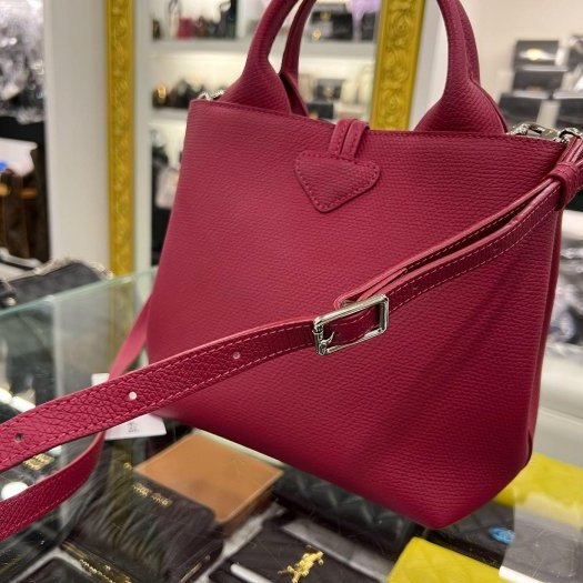 東區正精品㊣LONGCHAMP Le Roseau 桃紅色牛皮金屬竹節扣手提包斜背包兩用包小款10273 HFP RZ6315-8