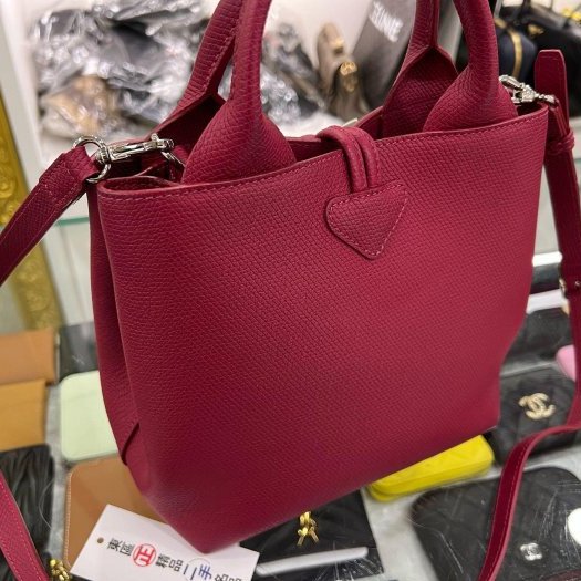 東區正精品㊣LONGCHAMP Le Roseau 桃紅色牛皮金屬竹節扣手提包斜背包兩用包小款10273 HFP RZ6315-12