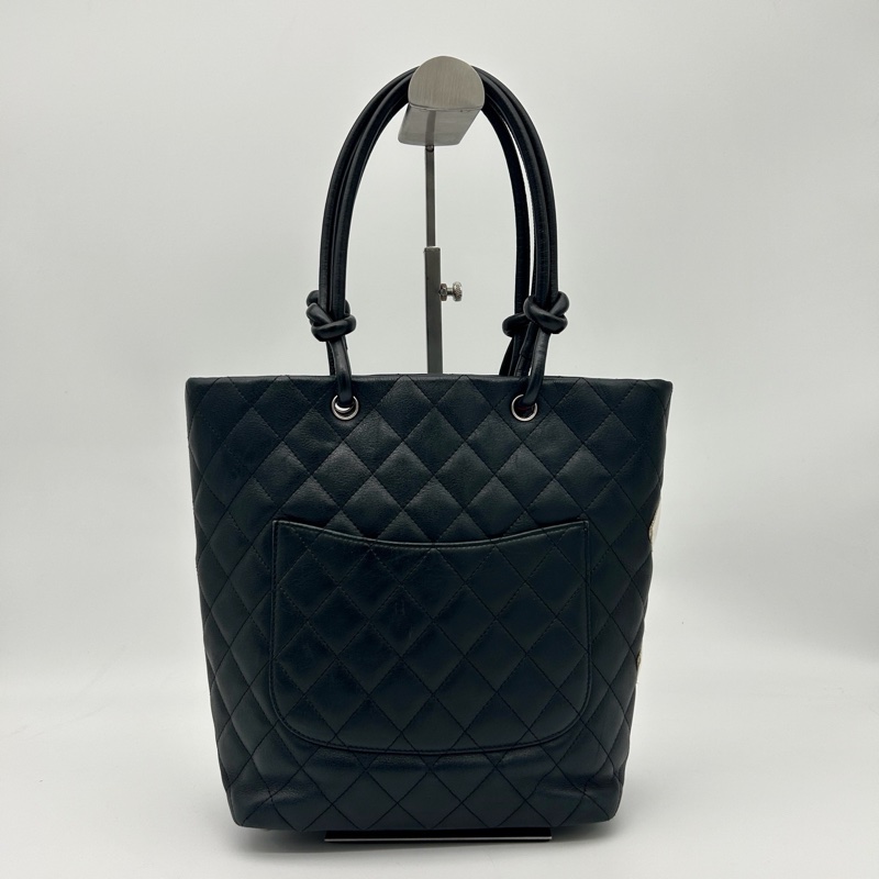 「JL精品代購」香奈兒黑白牛皮康鵬菜籃子小號-3