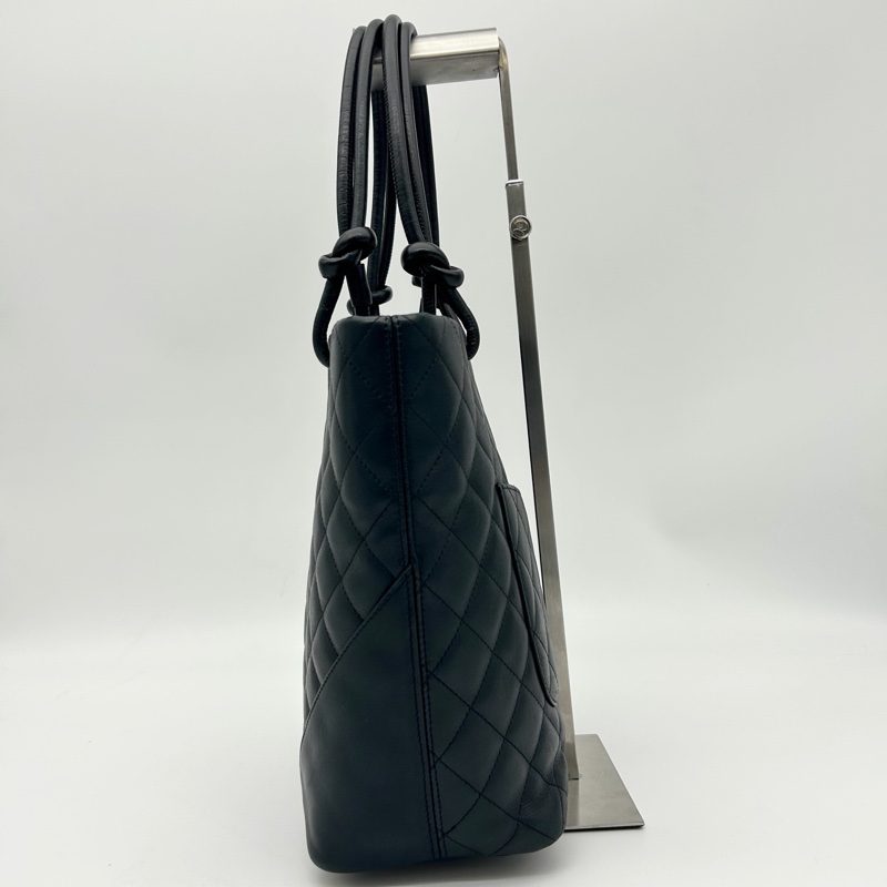 「JL精品代購」香奈兒黑白牛皮康鵬菜籃子小號-5