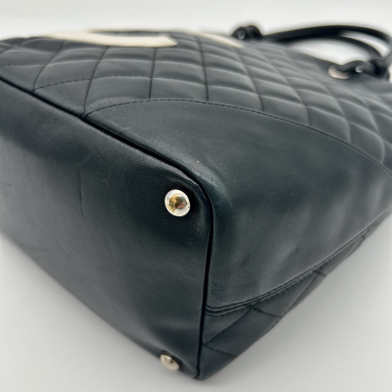 「JL精品代購」香奈兒黑白牛皮康鵬菜籃子小號-7