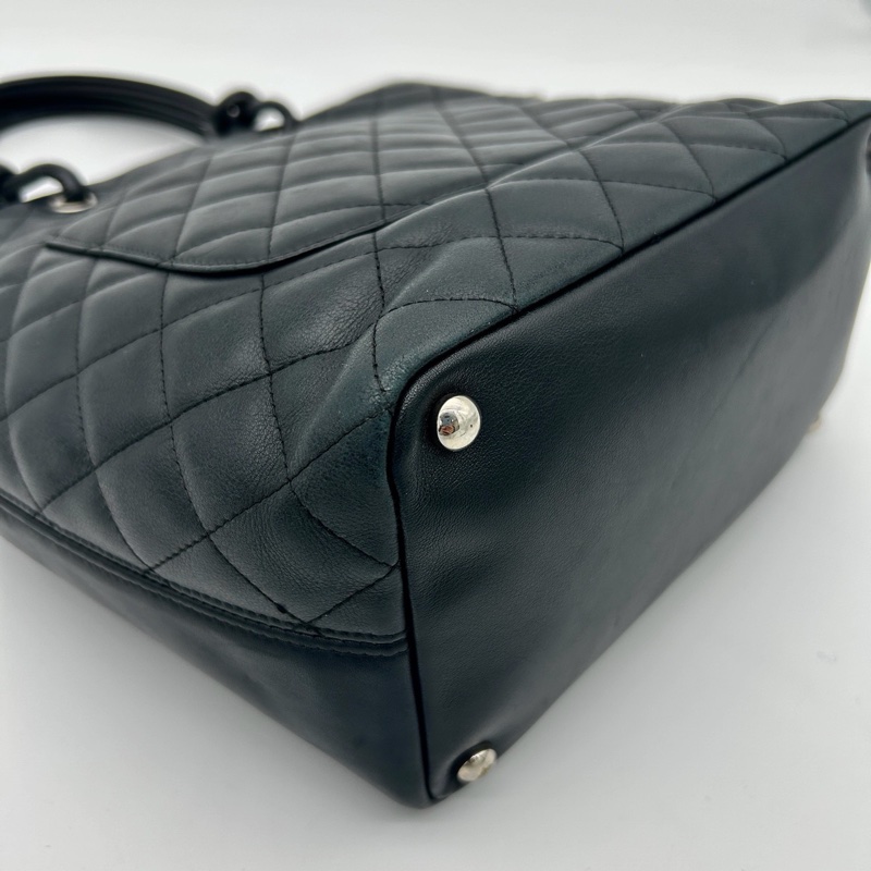 「JL精品代購」香奈兒黑白牛皮康鵬菜籃子小號-10