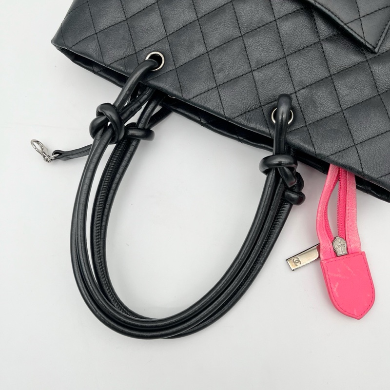 「JL精品代購」香奈兒黑白牛皮康鵬菜籃子小號-12