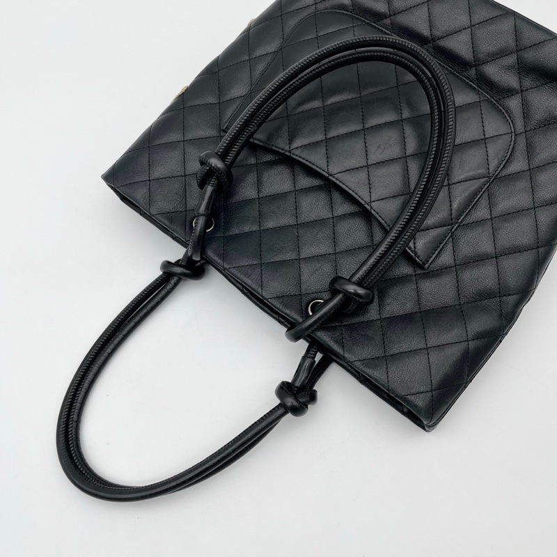 「JL精品代購」香奈兒黑白牛皮康鵬菜籃子小號-14