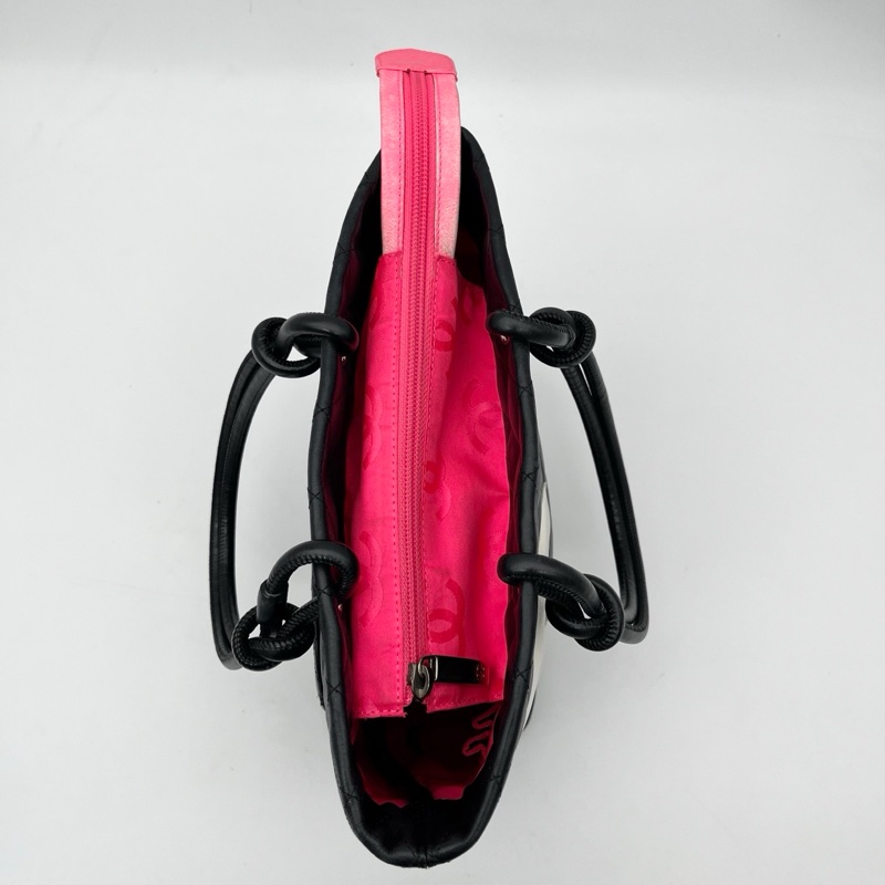 「JL精品代購」香奈兒黑白牛皮康鵬菜籃子小號-15