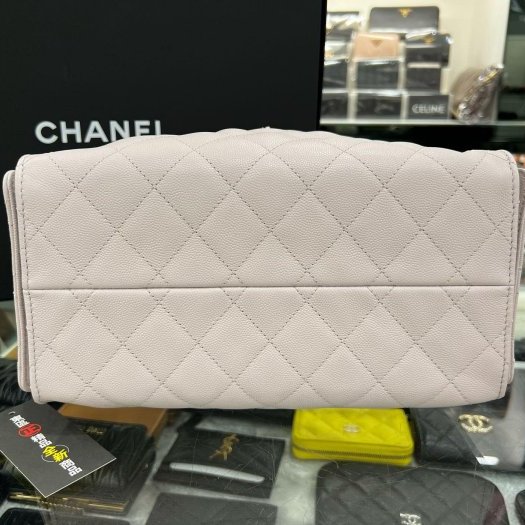 東區正精品㊣CHANEL 25 BAG AS5293 全新香奈兒淡紫色荔枝紋牛皮金釦 LOGO 金鍊束口抽繩肩背包手提包小款 RZ6312-4