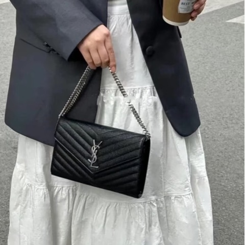 ysl woc 黑銀 大款鏈包