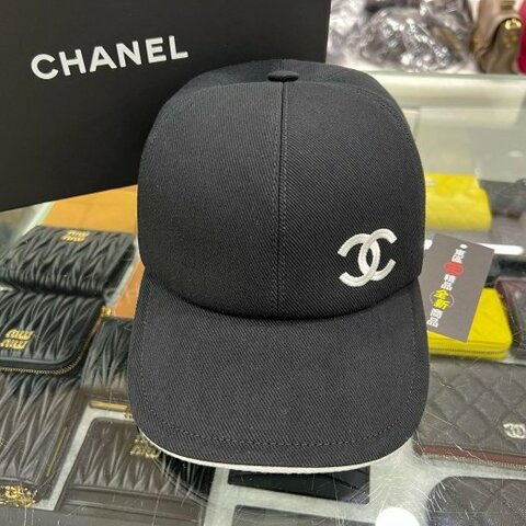東區正精品㊣CHANEL AAA583 25P 全新黑色白雙C釦式棒球帽鴨舌帽帽子RZ6313