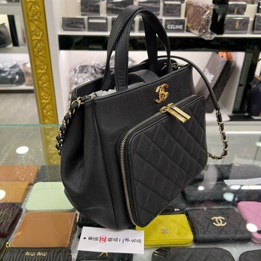 東區正精品㊣CHANEL Shoulder Bag 香奈兒黑色荔枝皮牛皮金鍊前口袋拉鍊手提包斜背包背包 RZ631-1