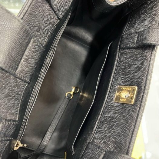 東區正精品㊣CHANEL Shoulder Bag 香奈兒黑色荔枝皮牛皮金鍊前口袋拉鍊手提包斜背包背包 RZ631-2